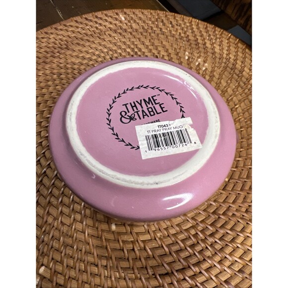 THYME & TABLE™️~ MAUVE STONEWARE "PRAY PRAY PRAY" MUG ~ 14 Oz. - Picture 4 of 6